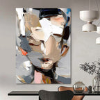 Abstract Portrait with Layered Paints Painting for Contemporary Art Spaces HENG320