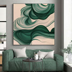Green Abstract Waves Painting with Nature's Flow WINK423