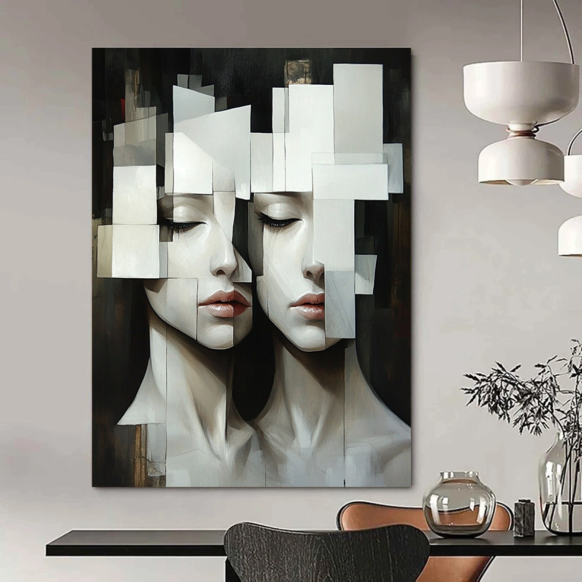 Cubist Faces Modern Abstract Painting for Art Enthusiasts GAB1503