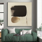 Black and Beige Forms Abstract Painting with Subtle Dynamics WINK171