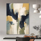 Blue - Yellow - Green Abstract Painting for Nature - Themed Cafes HENG123