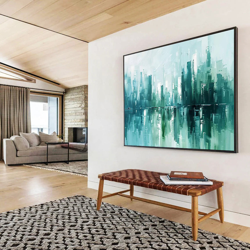 Cityscape Reflection Abstract Painting for Modern Urban Lofts YHT275