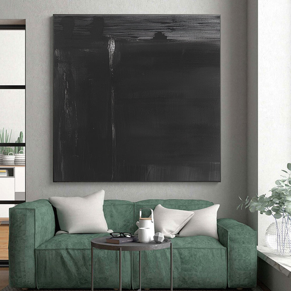 Dark Black Abstract Painting with Mysterious Depth WINK008
