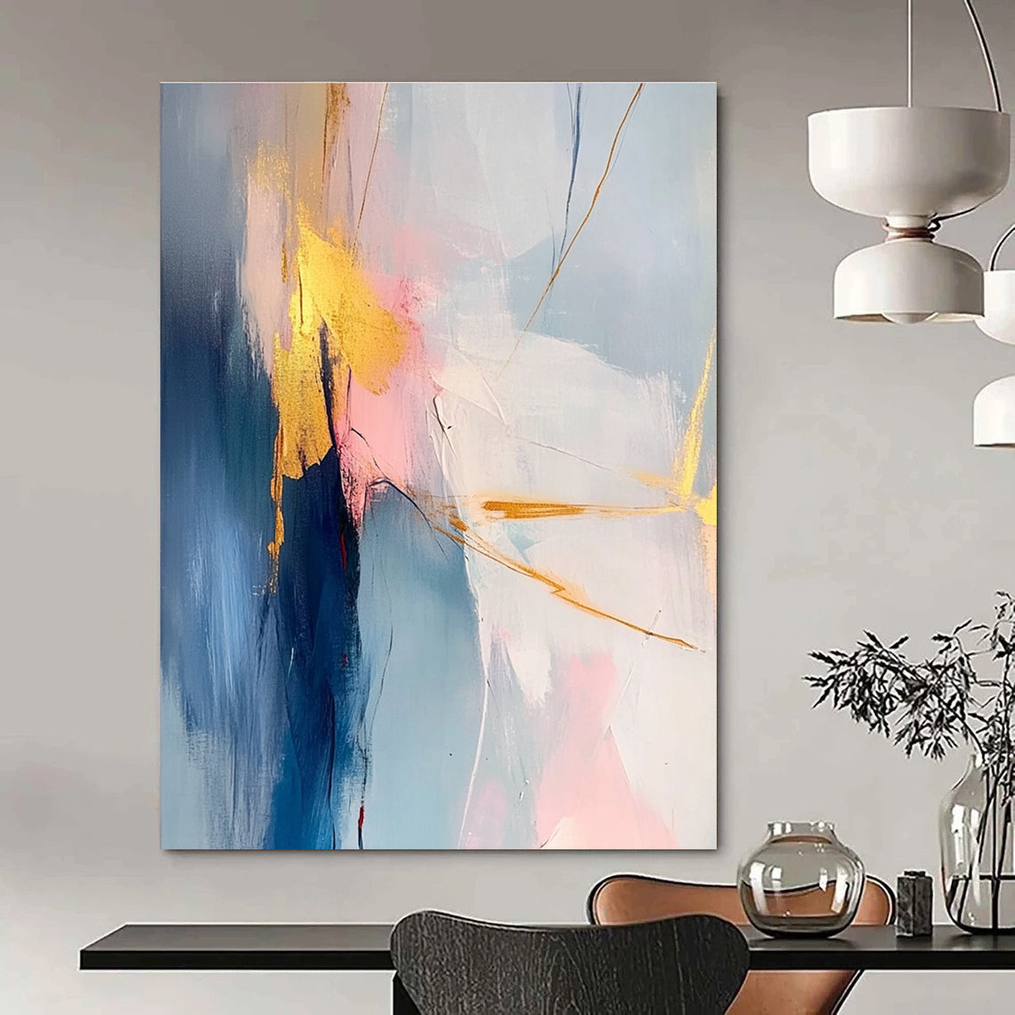 Pink Blue Abstract - Elegant Color - Block Art GAB0551