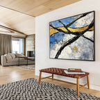 Golden Branches Abstract Painting with Luxurious, Textured Elegance ABS525