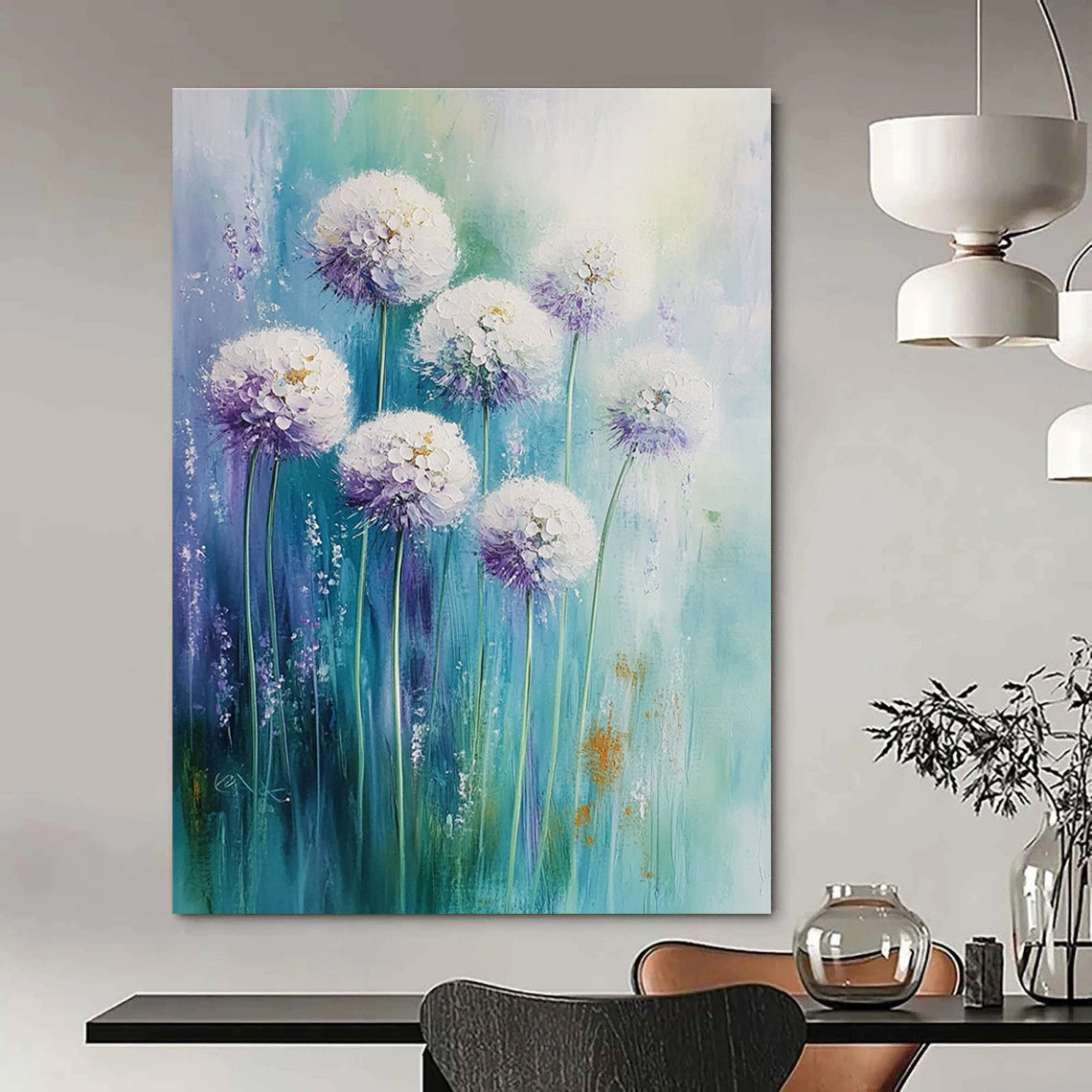 Dandelion Blooms Soft - Colored Floral Abstract Painting GAB0300