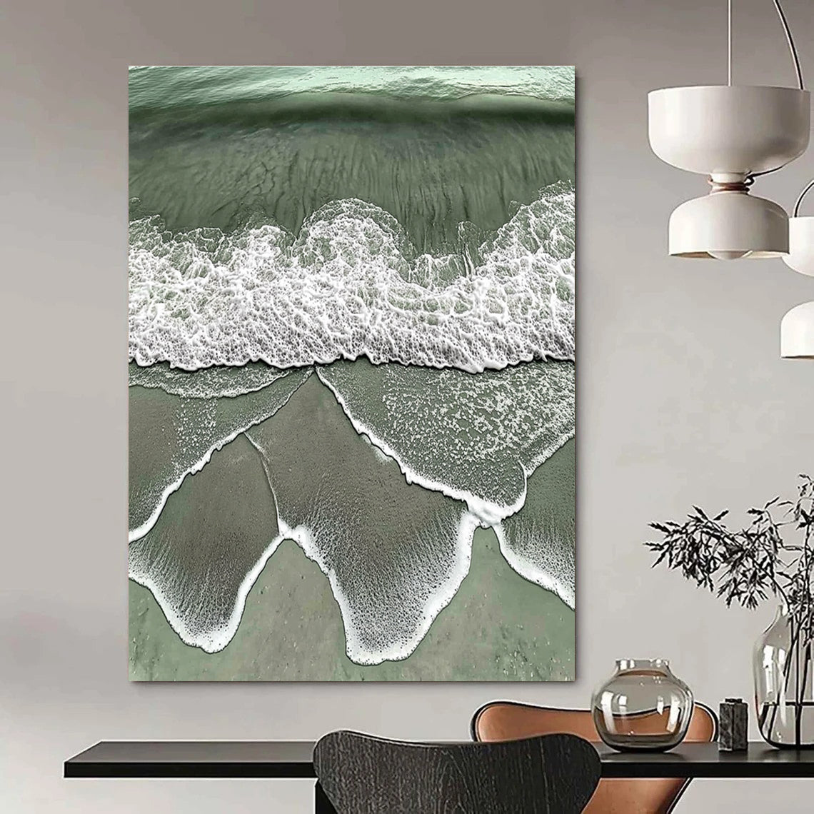 Coastal Wave Abstract Painting for Beach - Themed Living Rooms GAB1020