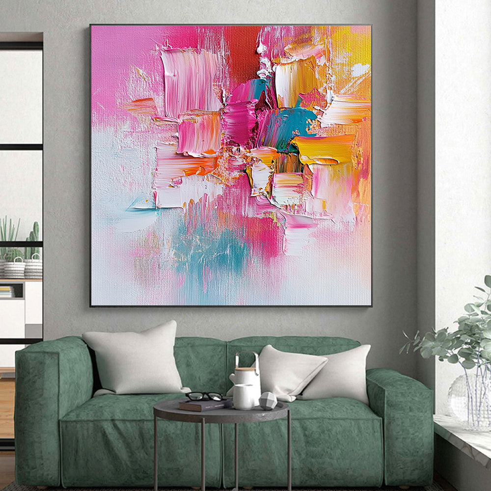 Pink Blue Orange Abstract Painting with Sweet Vibrancy WINK487