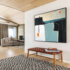 Minimalist Coastal Abstract Painting with Calm Geometric Forms ABS546