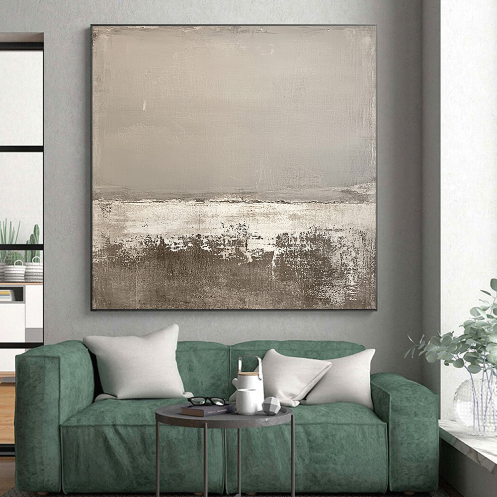 Gray and White Minimalist Abstract Painting with Calm Simplicity WINK249