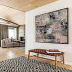Gray - Pink Abstract Textures Painting for Minimalist Living Rooms YHT380