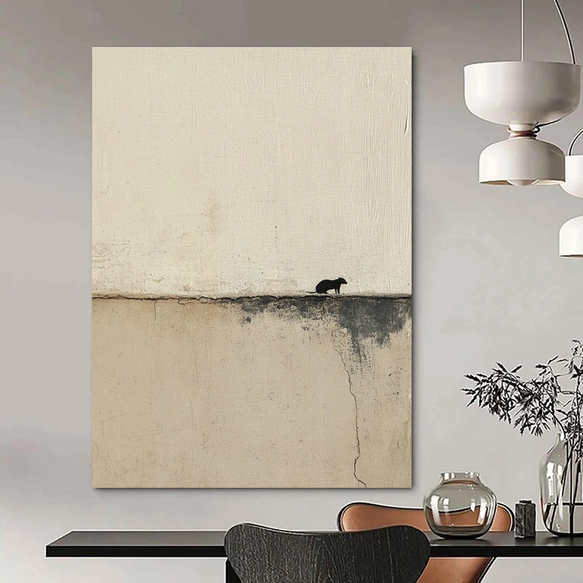 Minimalist Abstract with Small Figure Painting for Contemporary Art Galleries GAB1165