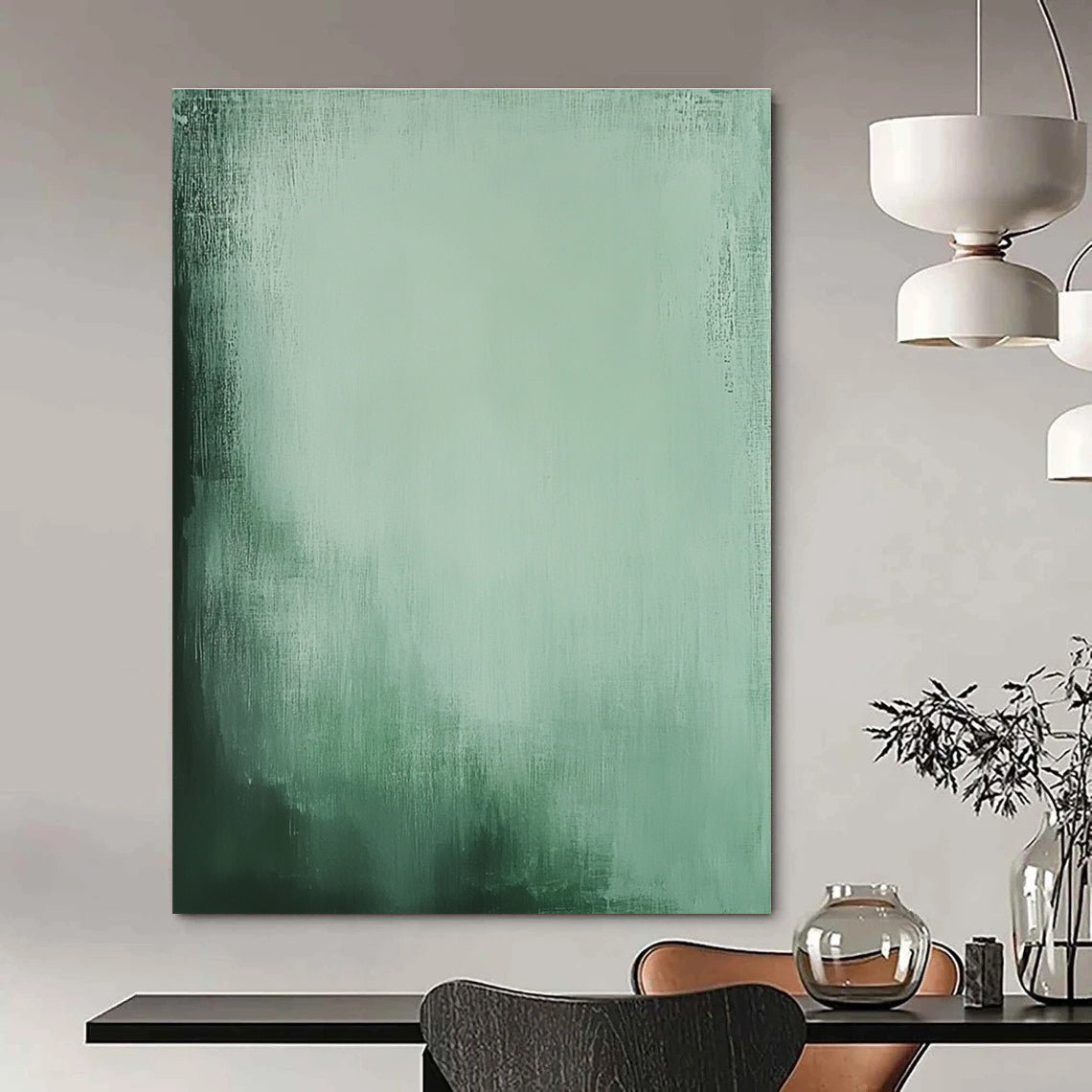 Green Gradient Calming Abstract Painting for Spa - like Spaces GAB1506
