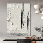 Gray - White Textured Fragment Abstract Painting for Industrial - Chic Spaces HENG371