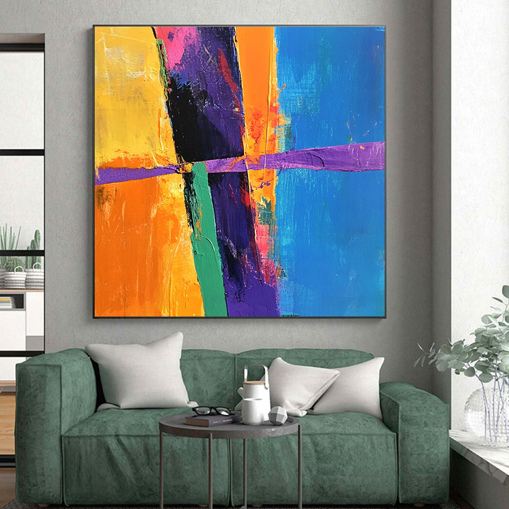 Colorful Abstract Cross Painting with Bold Geometry WINK406