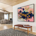 Pink - Gold - Navy Abstract Painting for Chic Bridal Salons YHT384