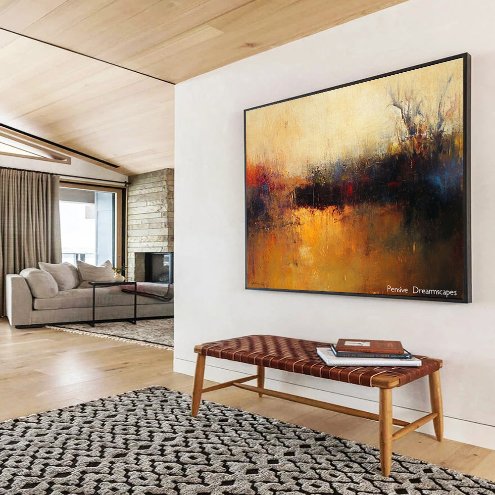 Misty Landscape Abstract Painting with Soft, Dreamy Atmospheric Layers ABS502