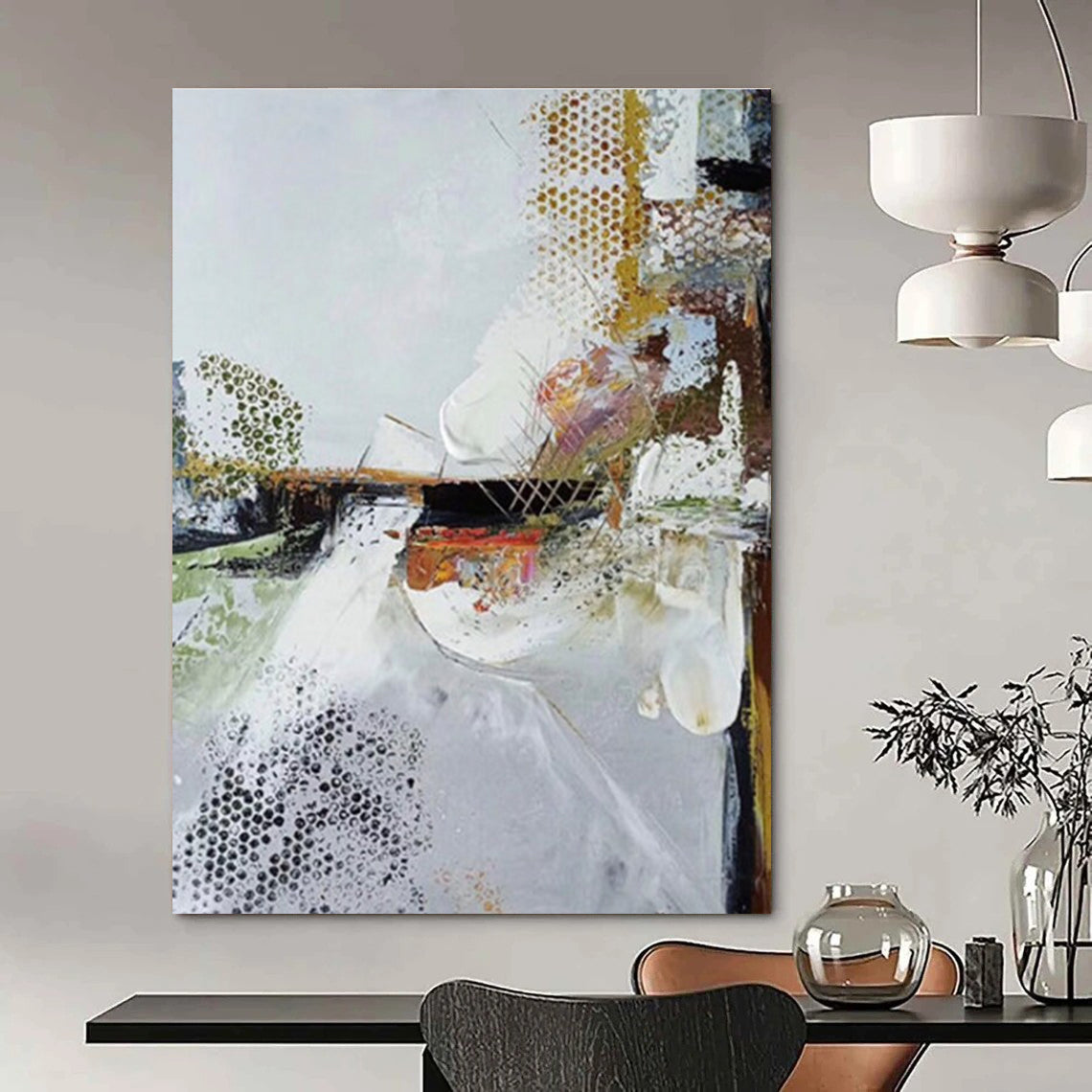 Textured Abstract Composition Abstract Painting for Contemporary Home Libraries HENG047