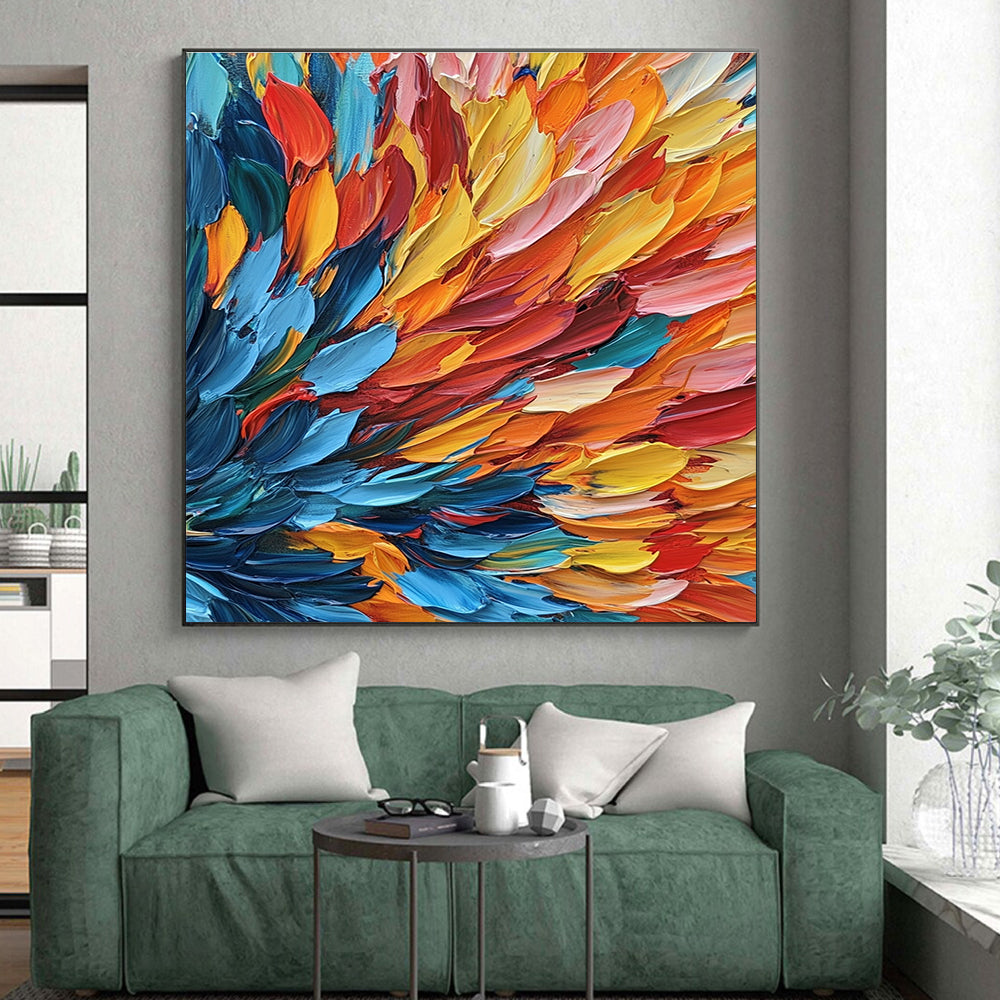 Feather - like Color Strokes Abstract Painting with Graceful Movement WINK083