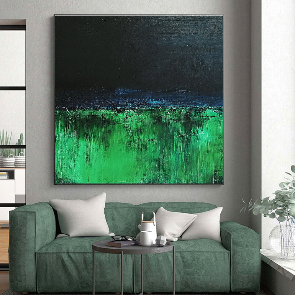 Dark Green and Blue Abstract Painting with Night Sky Vibes WINK116