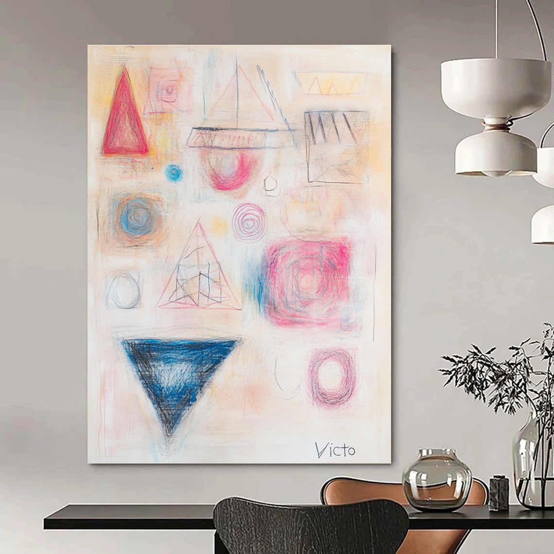 Geometric Pastel Abstract Minimalist Abstract Painting GAB0364
