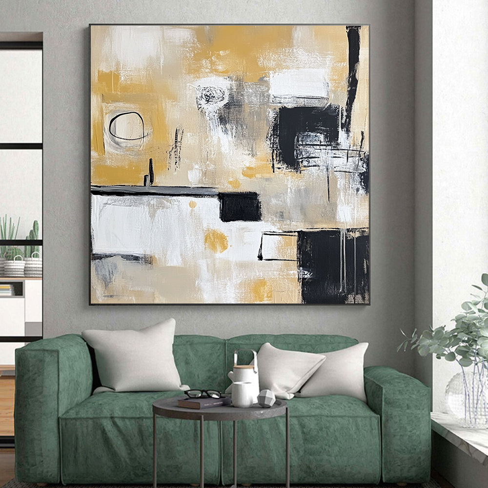 Yellow - Toned Abstract Shapes Painting with Warm Vitality WINK321