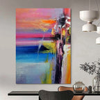 Colorful Sunset Abstract Painting for Coastal Home Living Rooms HENG419