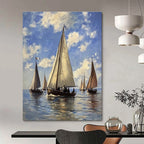 Sailing Boats on the Sea Classic Maritime Abstract Painting GAB0284