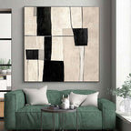 Neutral - Toned Abstract Painting with Geometric Forms WINK862