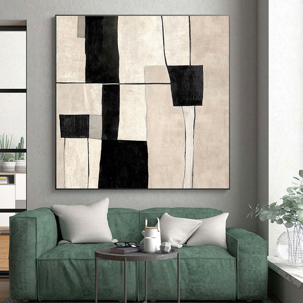 Neutral - Toned Abstract Painting with Geometric Forms WINK862