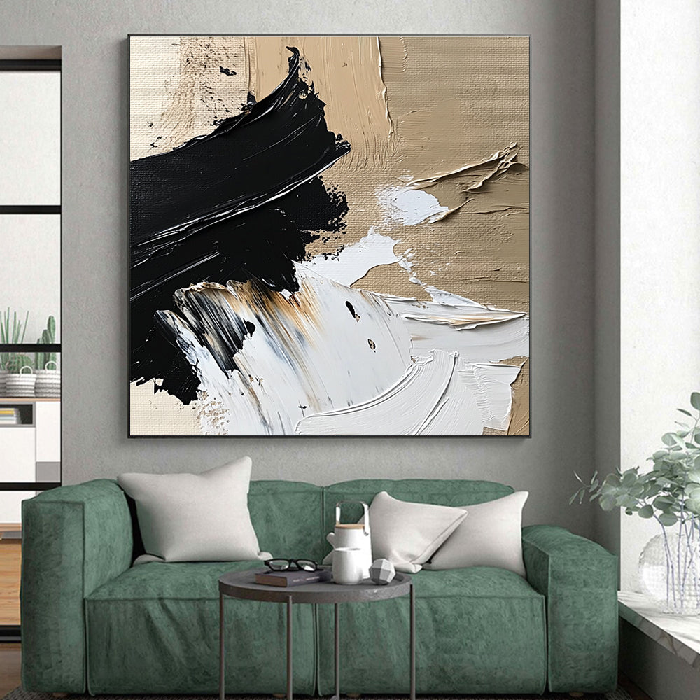 Beige - Black Abstract Details Painting with Subtle Intricacy WINK364