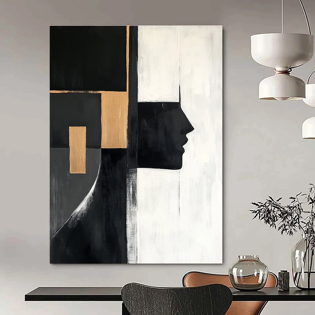 Geometric Face - Inspired Abstract Painting for Modern Art Galleries GAB0884
