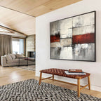Gray, White, and Red Abstract Painting ABS589