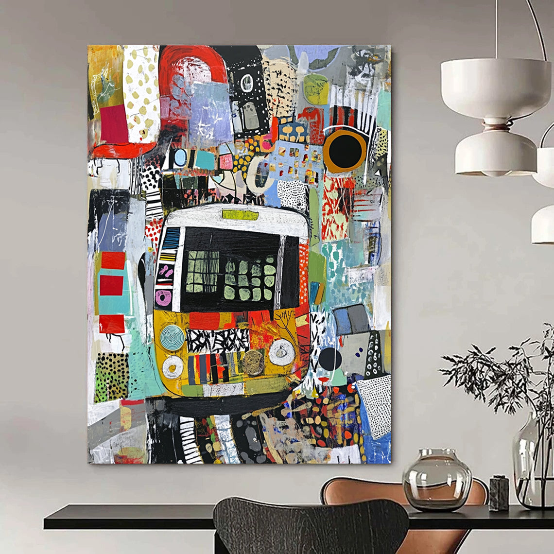 Collage - Style Bus Abstract Painting for Urban Art Museums GAB1238