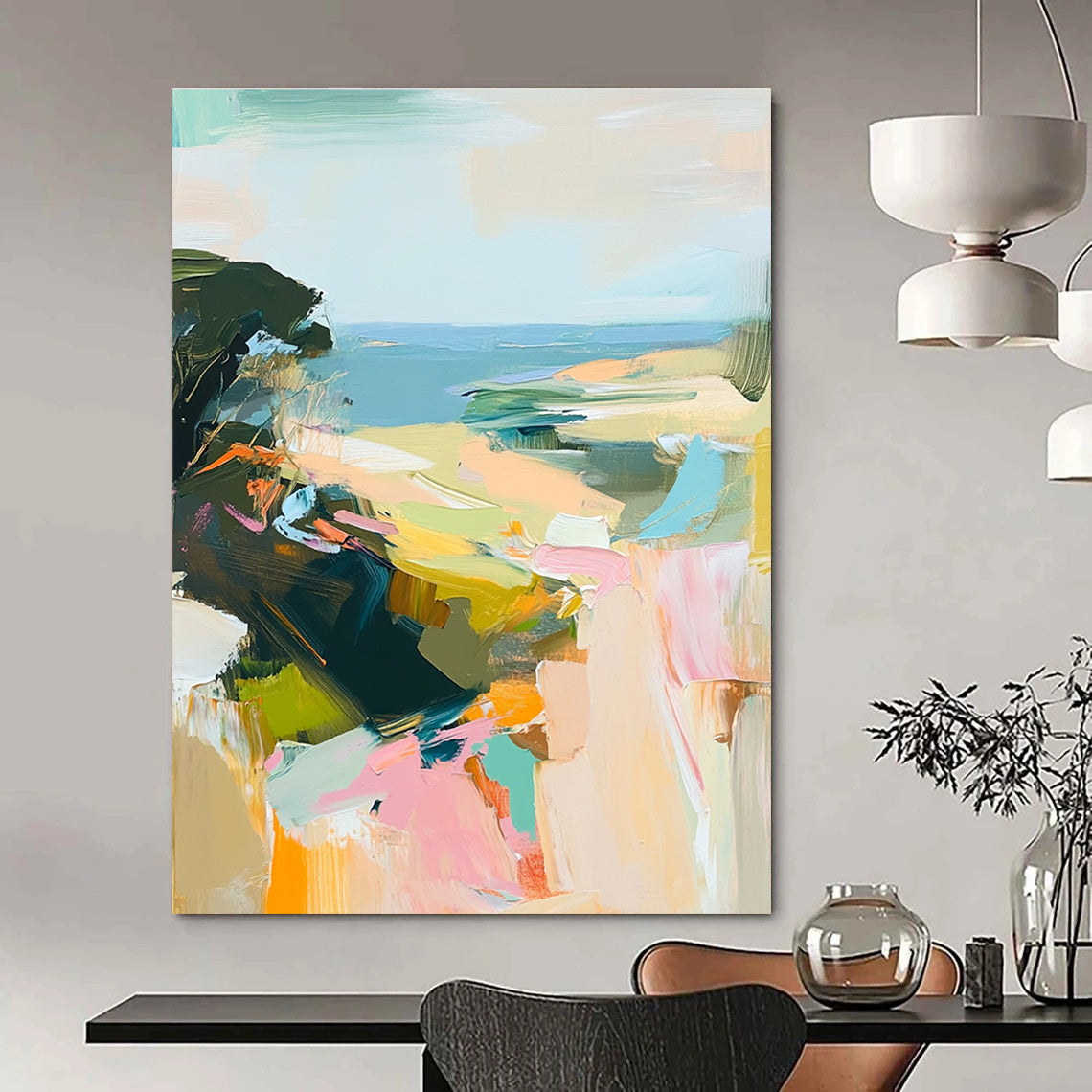 Pastel Coastal View - Soft Landscape Abstract Painting GAB0604
