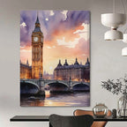 Big Ben Watercolor Abstract Painting for Travel - Themed Cafes HENG091