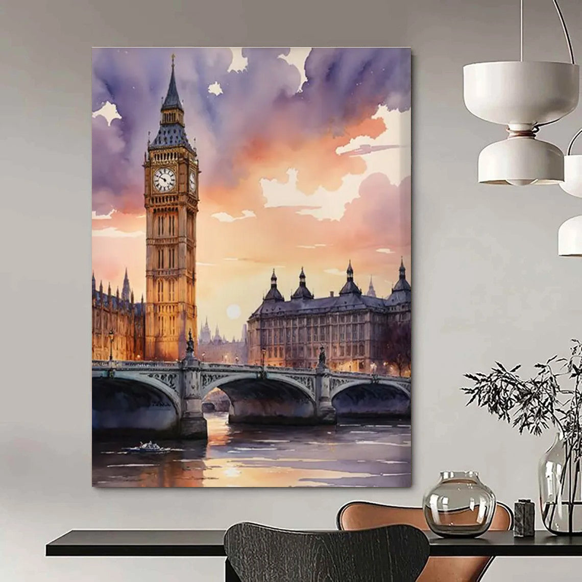 Big Ben Watercolor Abstract Painting for Travel - Themed Cafes HENG091