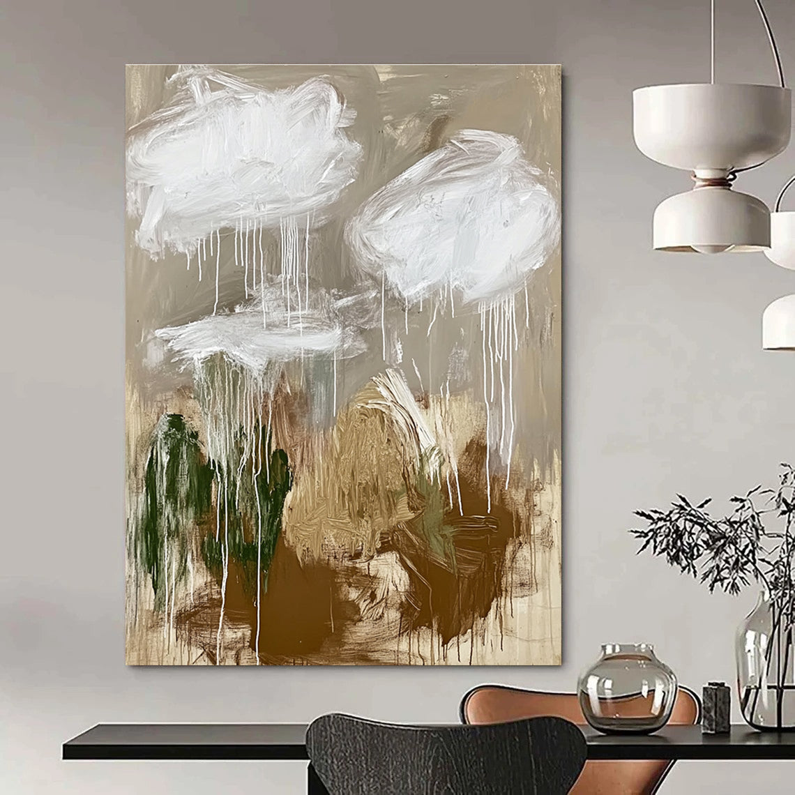Dripping Cloud Abstract Painting for Bohemian - Style Living Rooms GAB0828