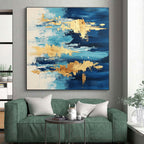 Blue - Gold Abstract Flow Painting with Fluid Luxury WINK373