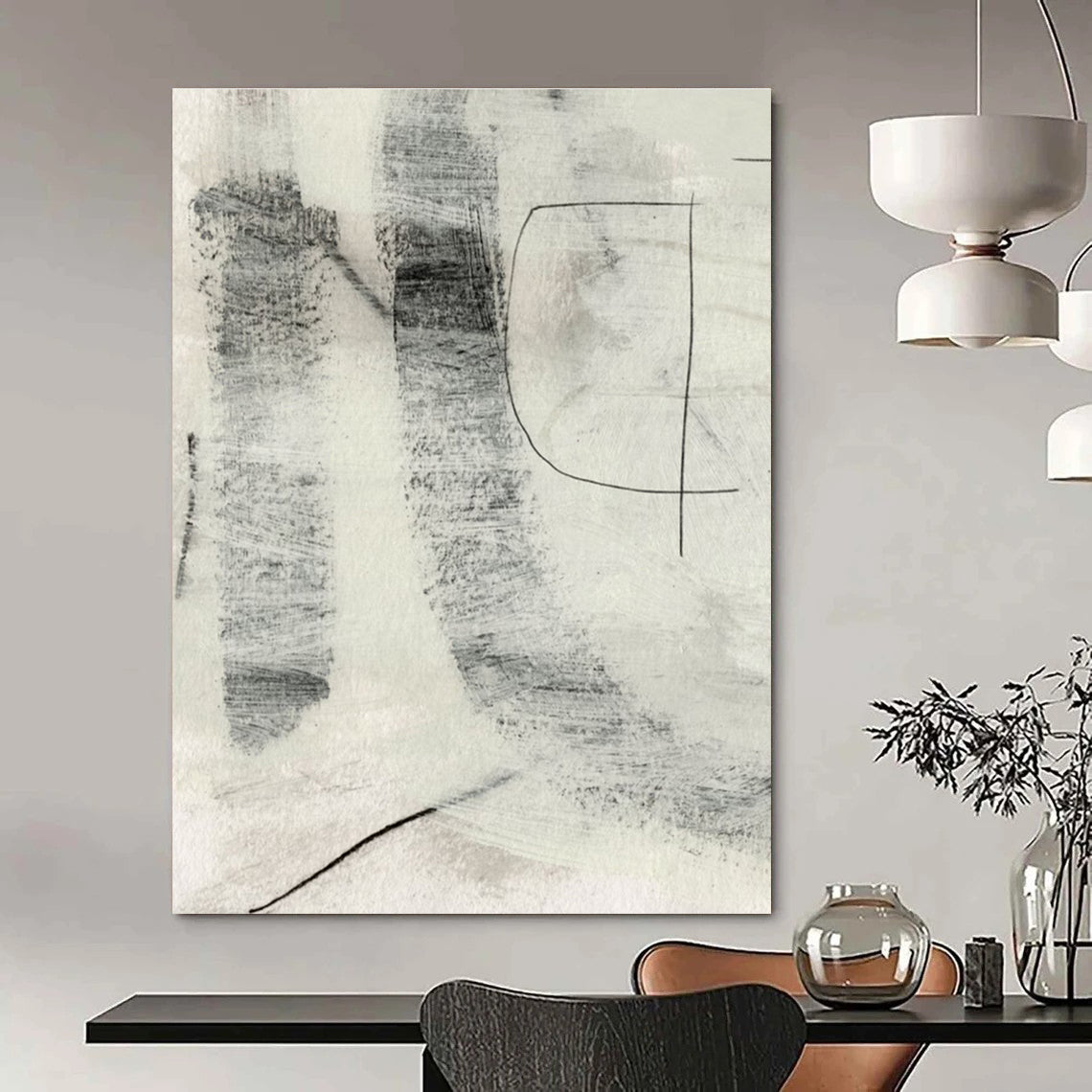 Monochromatic Textured Abstract Painting for Modern Art Galleries HENG213