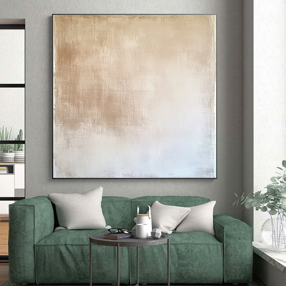Beige and White Gradient Abstract Painting with Subtle Serenity WINK022