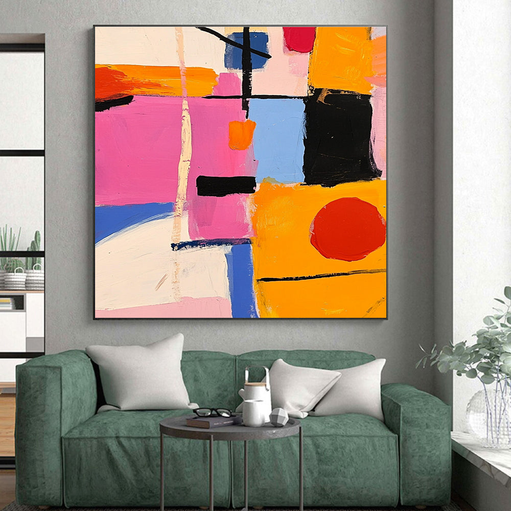 Color Block Abstract Painting with Playful Geometry WINK300