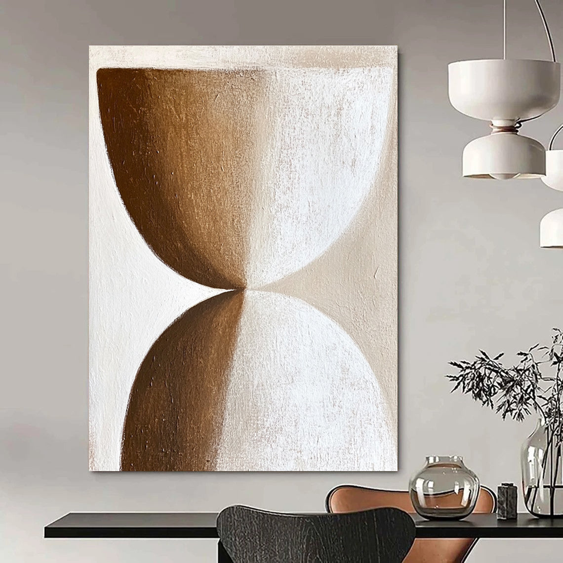 Brown and White Hourglass Shapes - Minimalist Geometric Art GAB0400