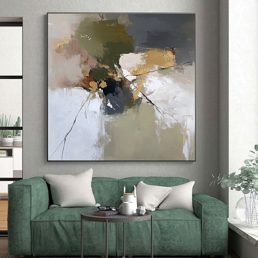 Green Gold Gray Abstract Painting with Natural Elegance WINK465