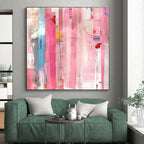 Colorful Striped Collage Abstract Painting with Dynamic Rhythm WINK258