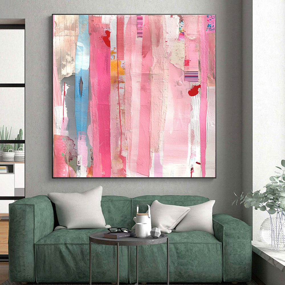 Colorful Striped Collage Abstract Painting with Dynamic Rhythm WINK258