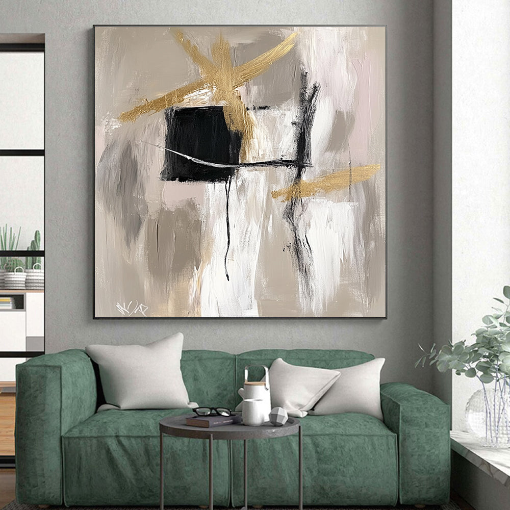 Gold Black Abstract Painting with Subtle Sophistication WINK690