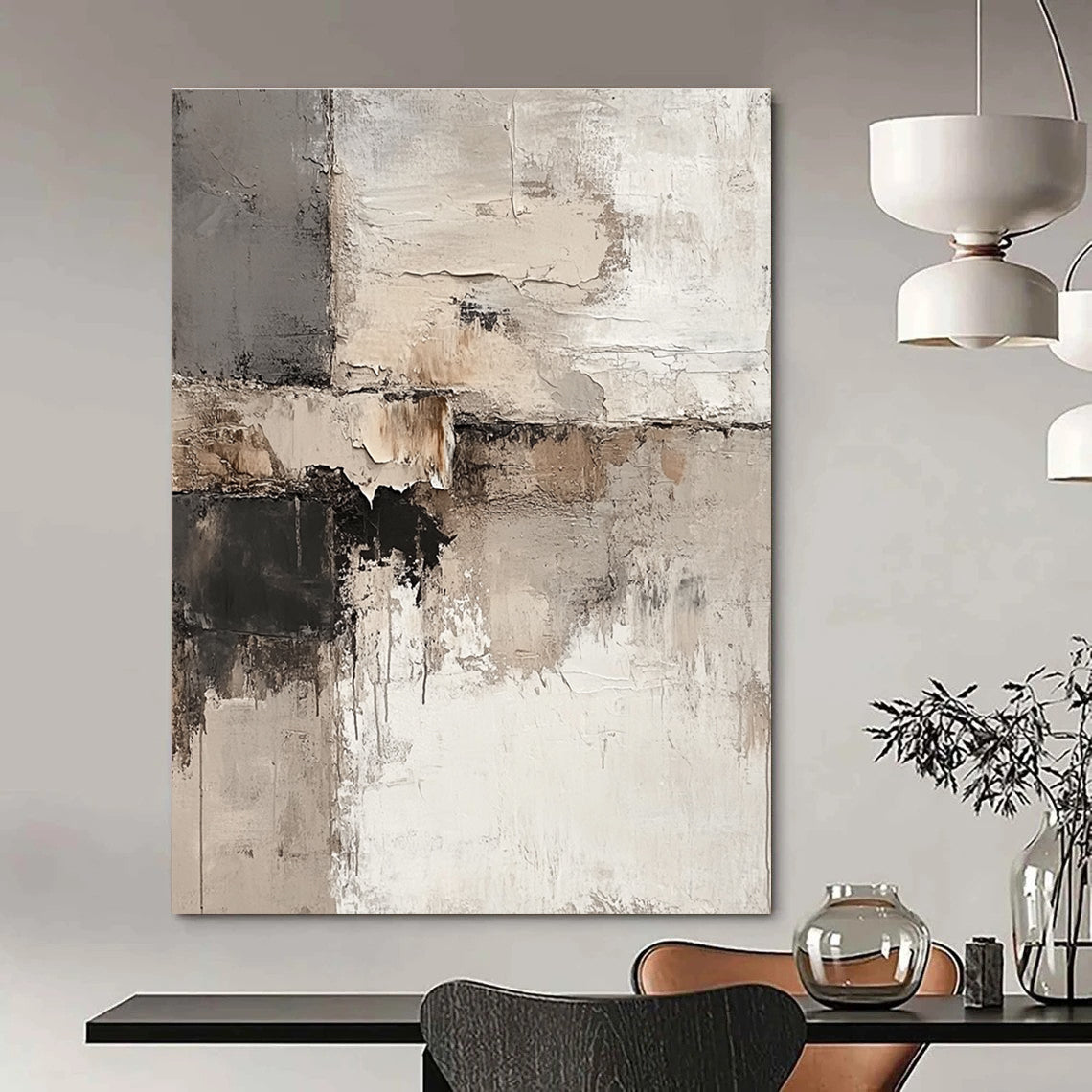 Earth - Toned Textured Abstract Painting for Industrial Interiors GAB0740