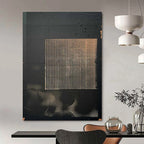 Black and Gold Grid Abstract Painting for Contemporary Art Spaces HENG306