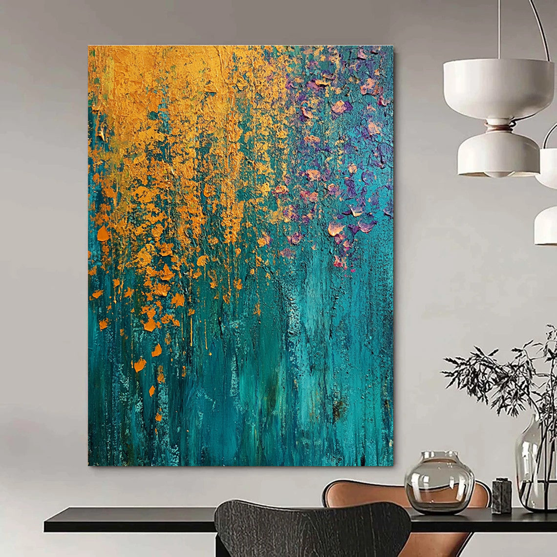 Blue and Orange Impasto Expressive Abstract Painting GAB0373